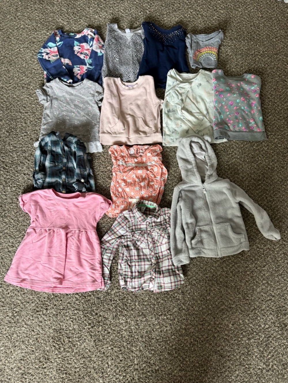 Assorted Girls' Tops & Hoodies - Pink, Gray, Navy, Floral